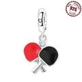 925 Sterling Silber Tischtennisschläger Charm – Tischtennisarmband Perle