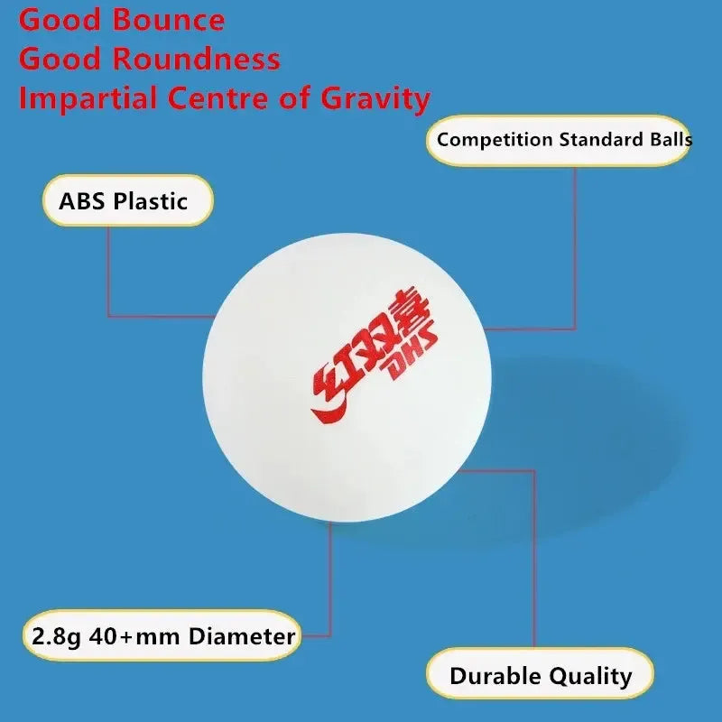 DHS 40+mm ABS High-Quality Table Tennis Training Balls – 20/50/100 Pack