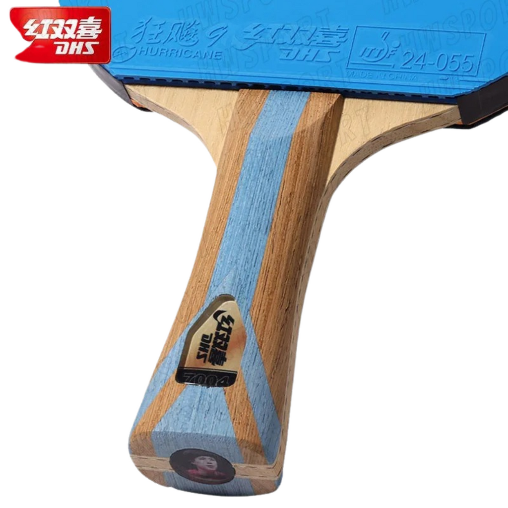 DHS 7 Star farbiger Tischtennisschläger – 7-lagiges Carbonholz & Hurricane 9 & 3 Beläge