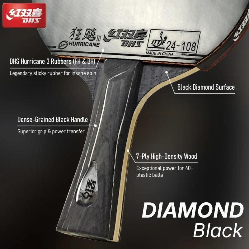 DHS Diamond Black Premium Table Tennis Racket – Pro Spin & Control