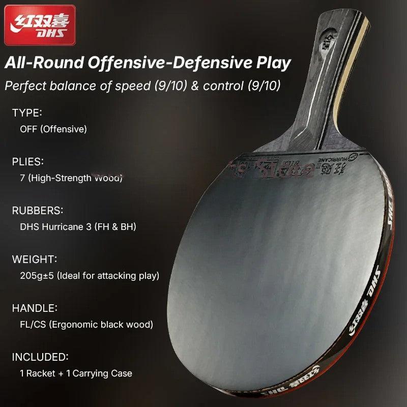 DHS Diamond Black Premium Table Tennis Racket – Pro Spin & Control