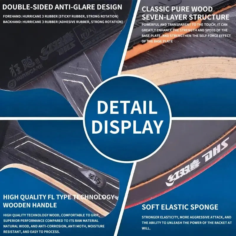 DHS Diamond Black Premium Table Tennis Racket – Pro Spin & Control