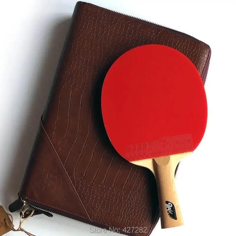 Double Fish 9 Stars Cypress Carbon Fibre Table Tennis Bat with Leather Case