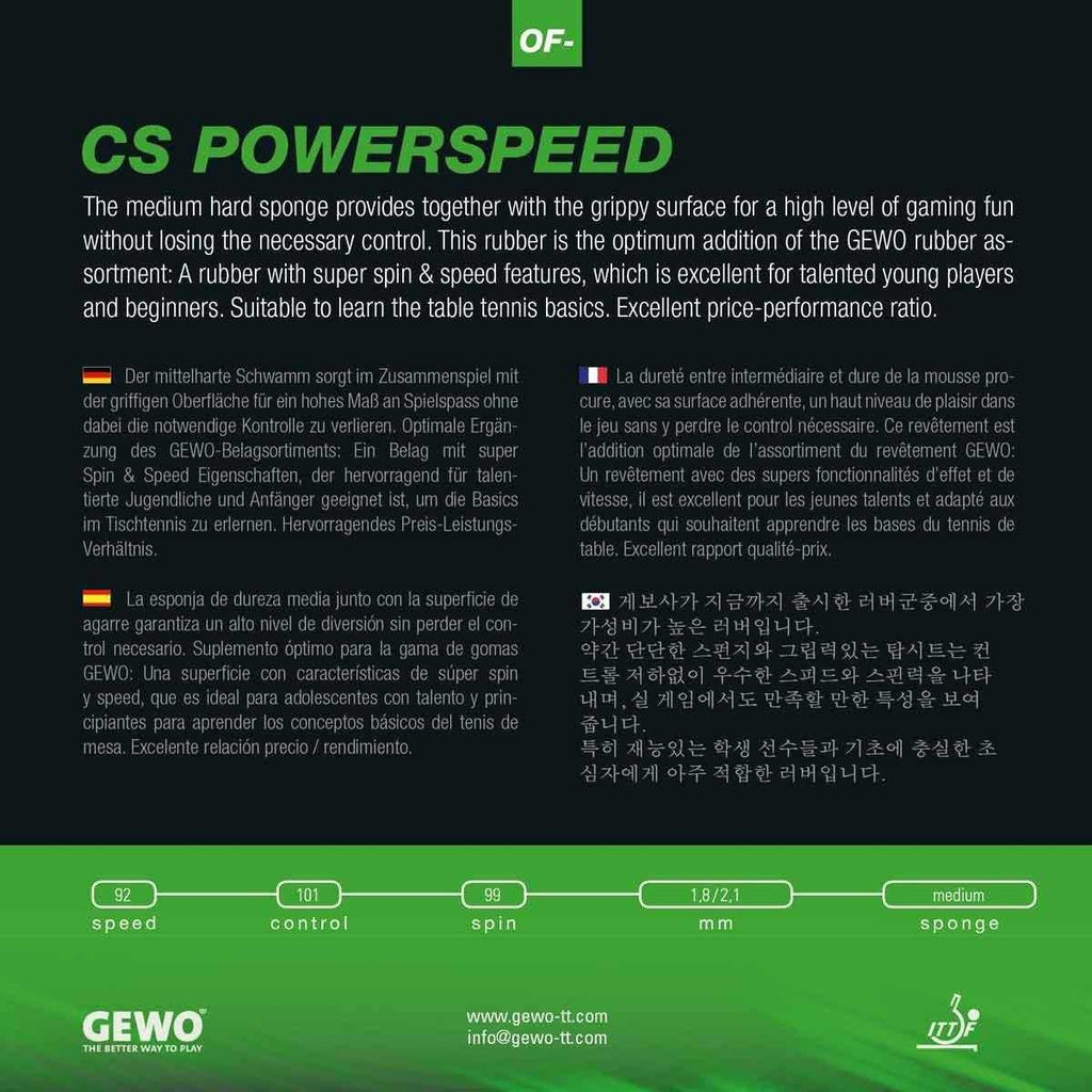 GEWO CS Powerspeed Table Tennis Rubber