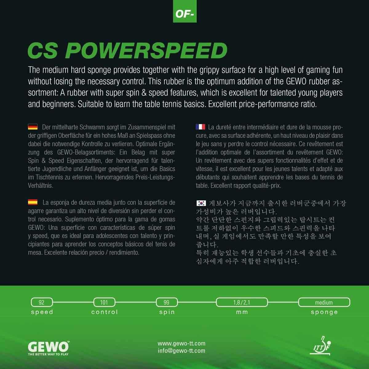 GEWO CS Powerspeed Table Tennis Rubber