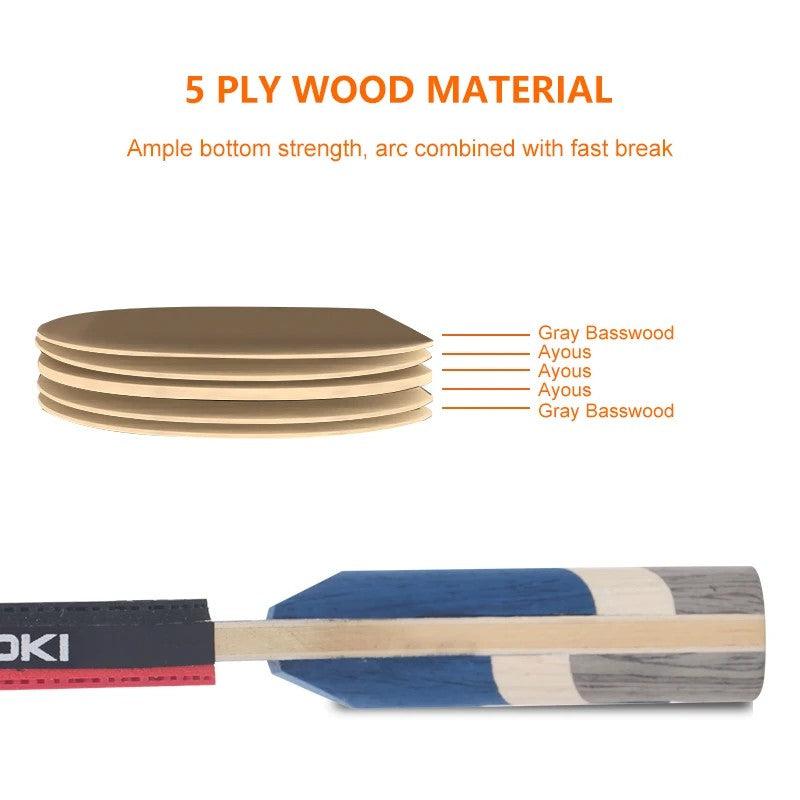 LOKI 7 Star Table Tennis Bat 5-ply Wood with Case