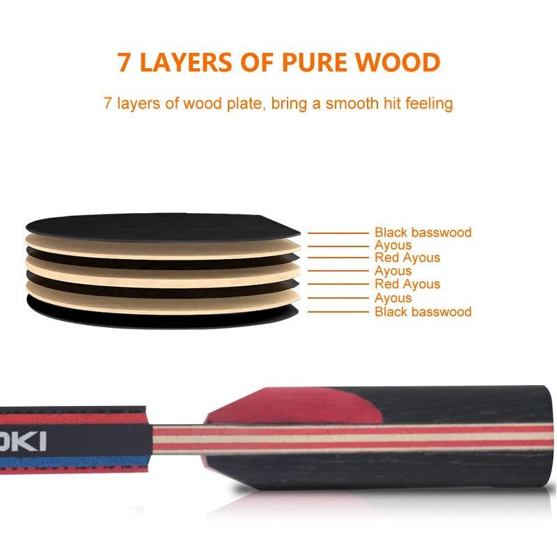 LOKI 8 Star Tischtennisschläger 7-lagiges Holz mit Hülle