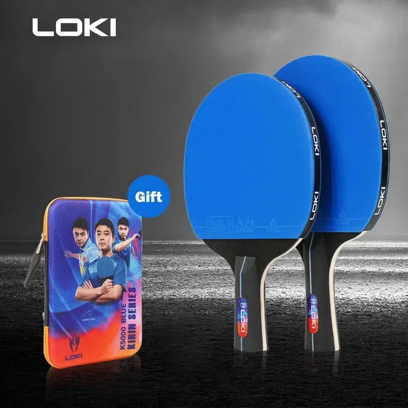 LOKI K5000 Tischtennisschläger x 2 mit blauem Belag