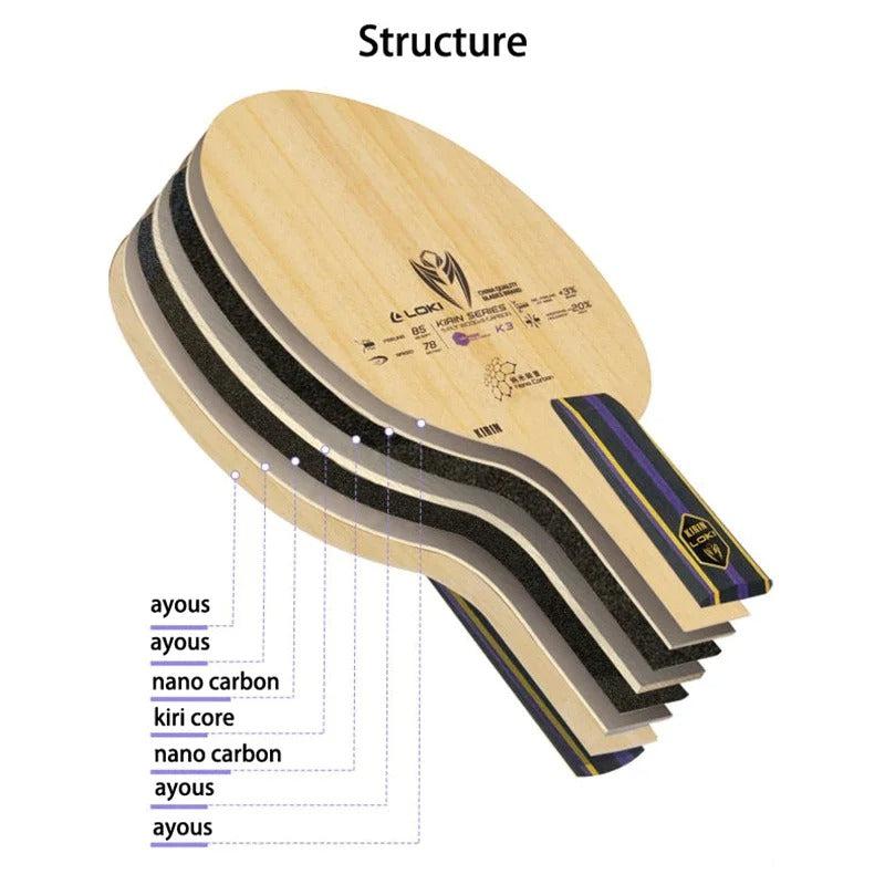 LOKI Kirin K3 Nano Carbon 7-Ply Table Tennis Blade OFF+