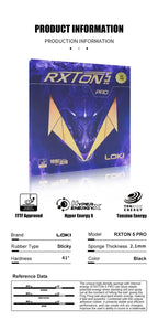 LOKI RXTON 5 PRO Table Tennis Rubber Blue Sponge