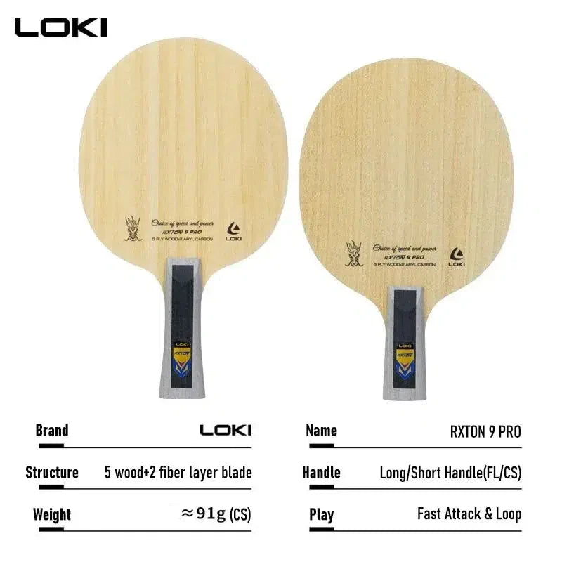 LOKI RXTON 9 Pro Table Tennis Blade 7 Ply Carbon