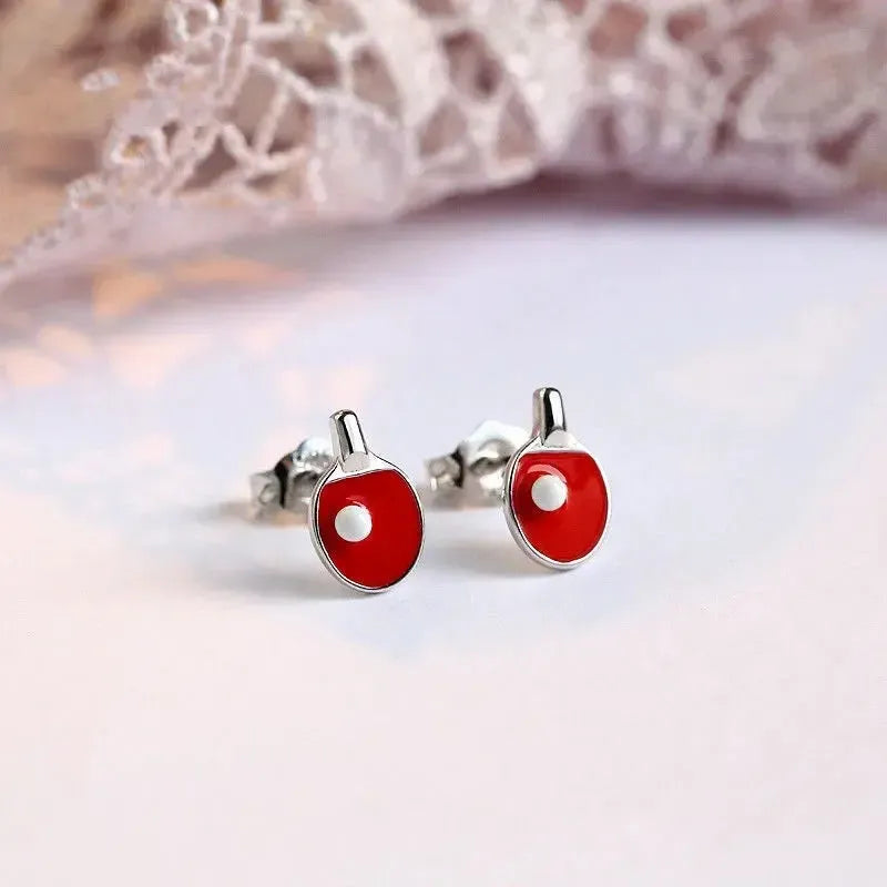 Mini Table Tennis Bat Stud Earrings – Sporty Gift for Ping Pong Fans