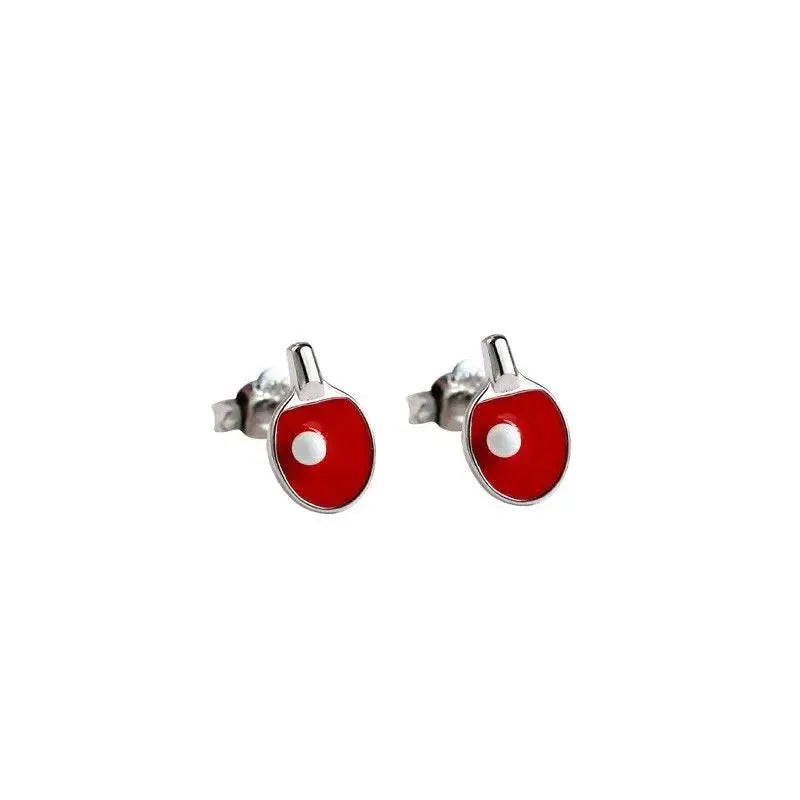 Mini Table Tennis Bat Stud Earrings – Sporty Gift for Ping Pong Fans