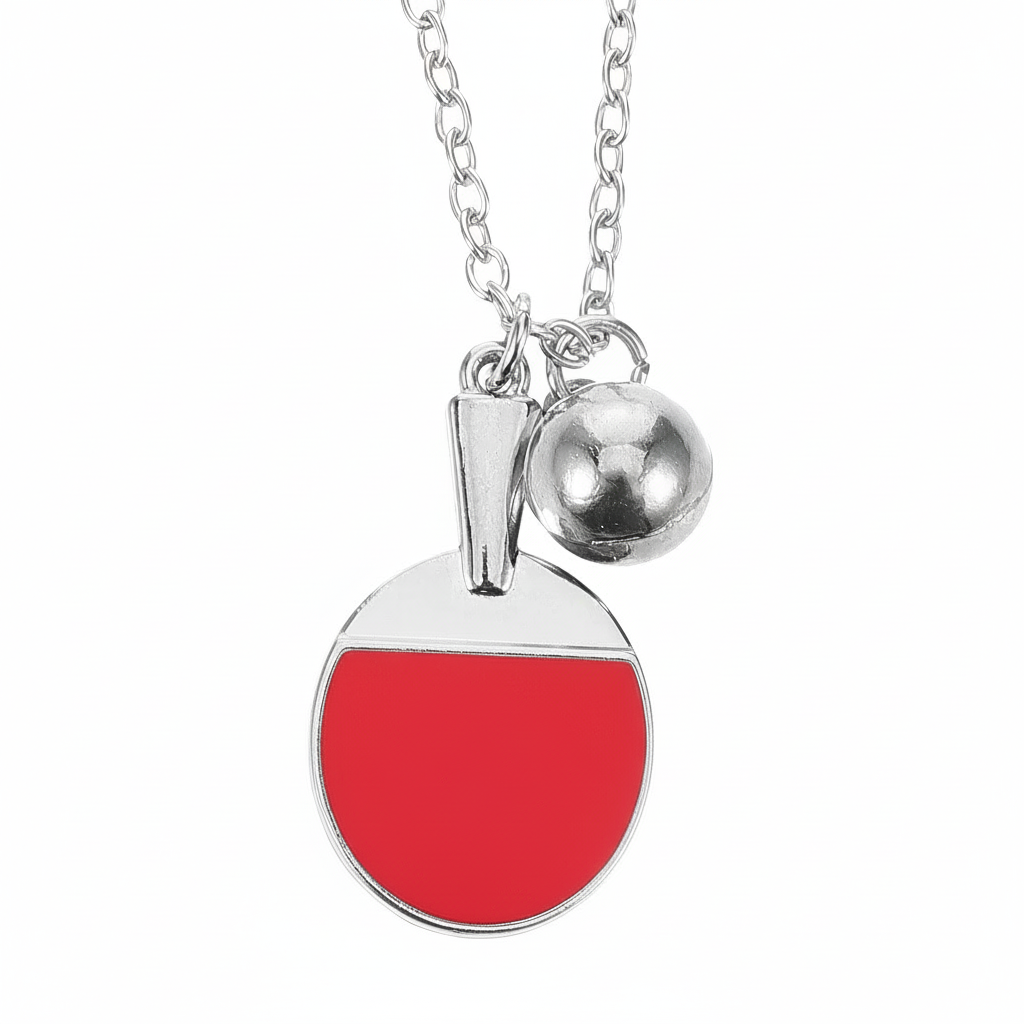 Ping Pong Passion Bat Pendant Necklace – Stainless Steel Table Tennis Jewelry