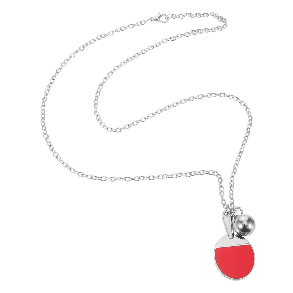 Ping Pong Passion Bat Pendant Necklace – Stainless Steel Table Tennis Jewelry