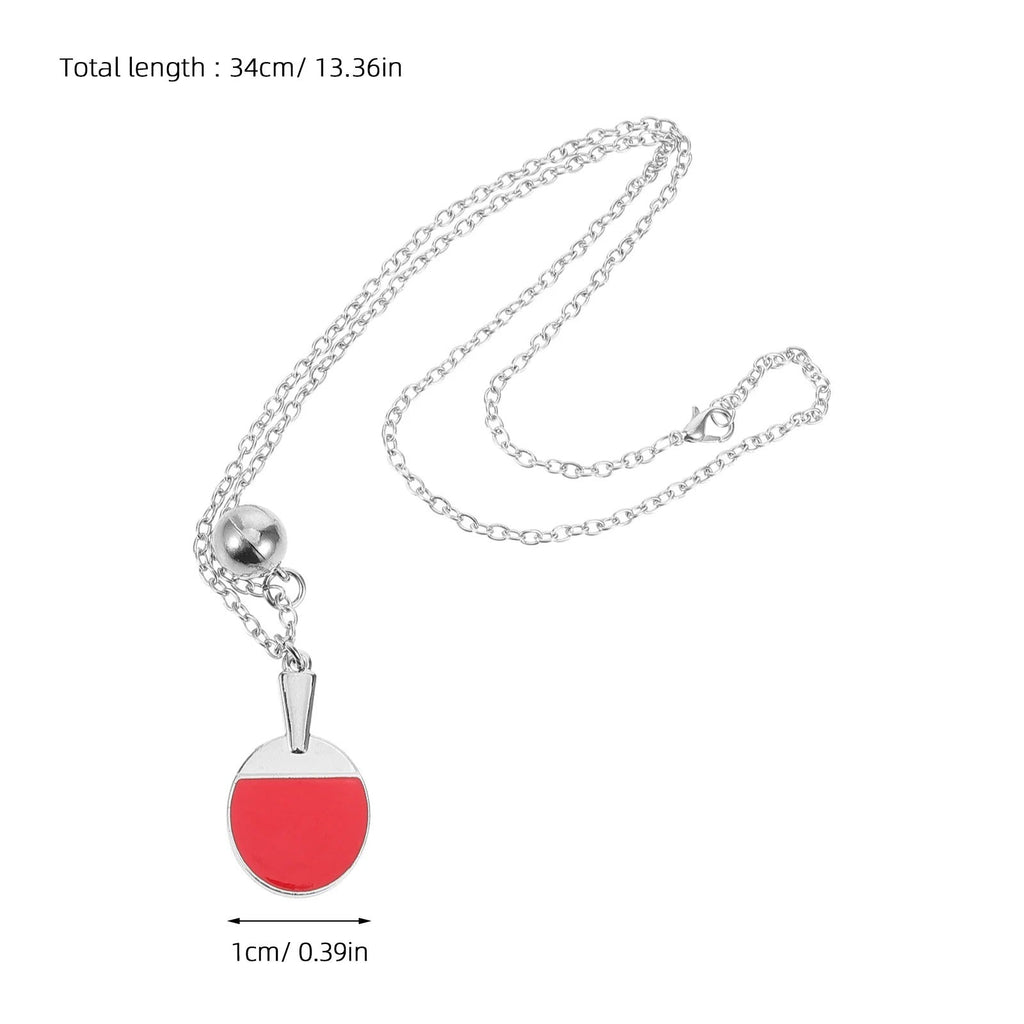 Ping Pong Passion Bat Pendant Necklace – Stainless Steel Table Tennis Jewelry