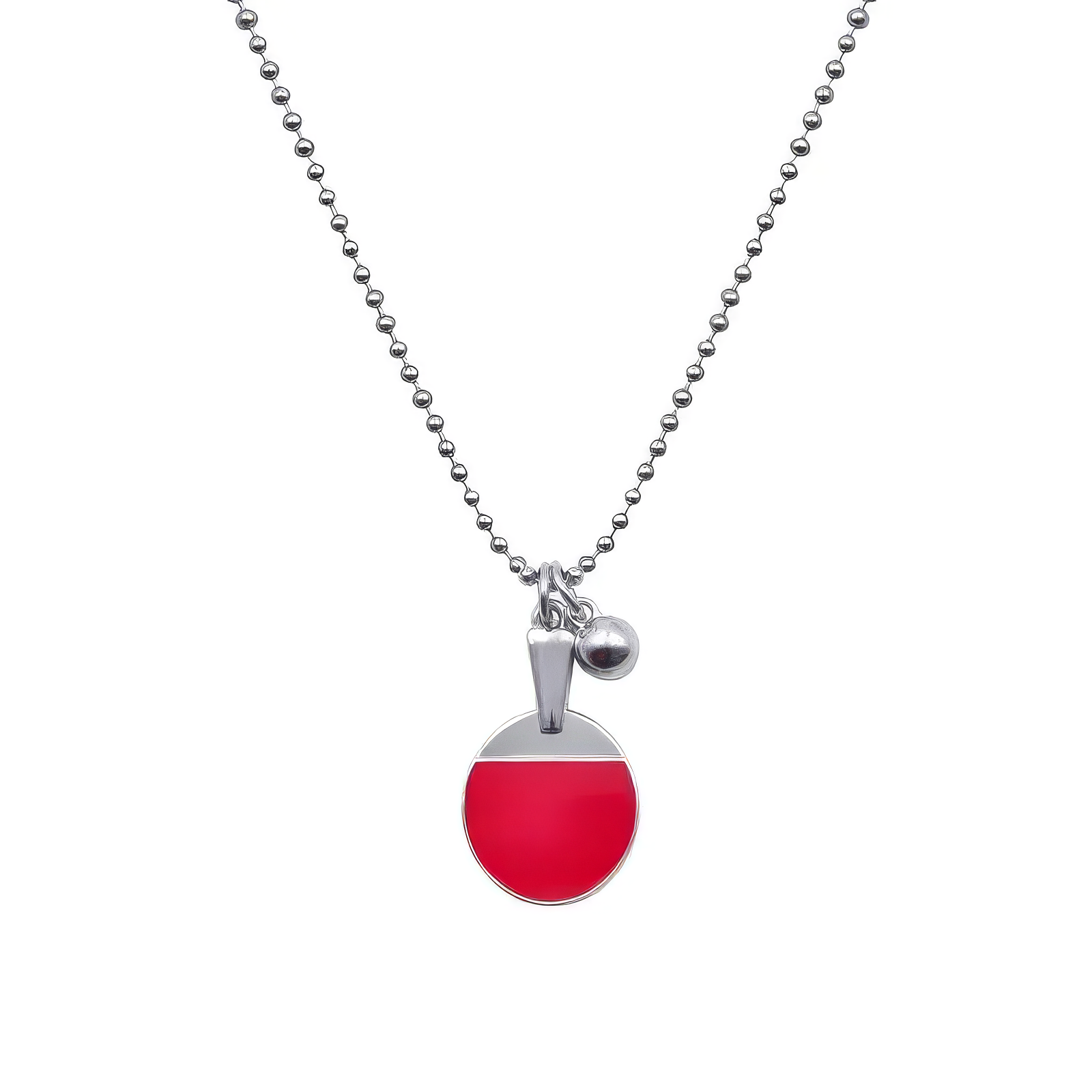 Ping Pong Passion Bat Pendant Necklace – Stainless Steel Table Tennis Jewelry