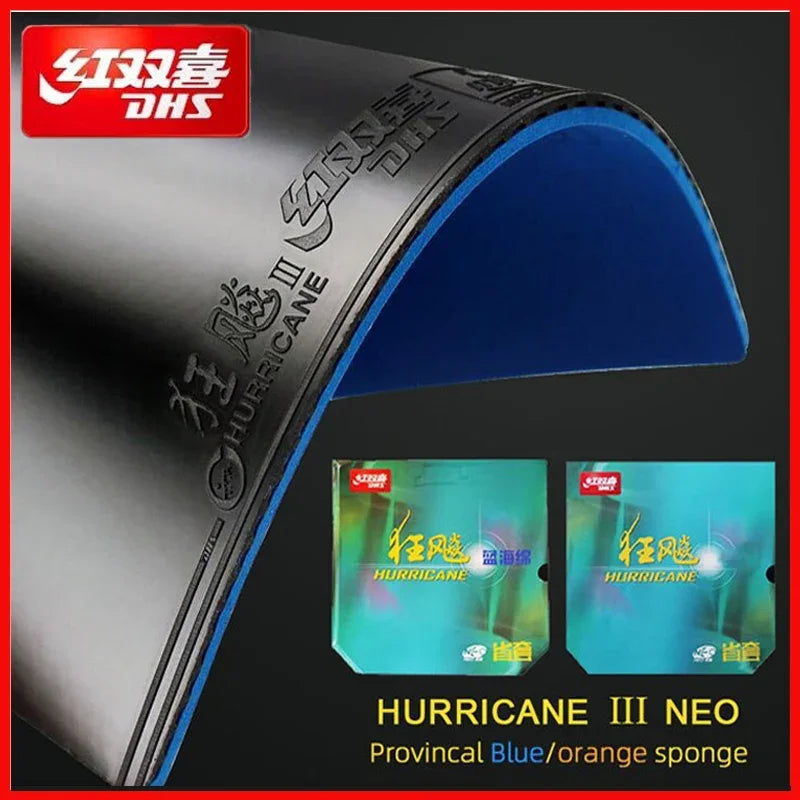 DHS Hurricane 3 NEO Provincal Table Tennis Rubber Professional Tacky Ping Pong Rubber with Blue Orange Sponge