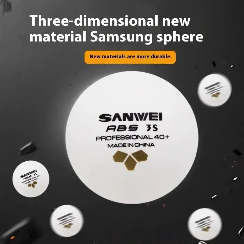 SANWEI 3S 40+ Gold Label ABS Seam Training Table Tennis Balls – 100 Pack