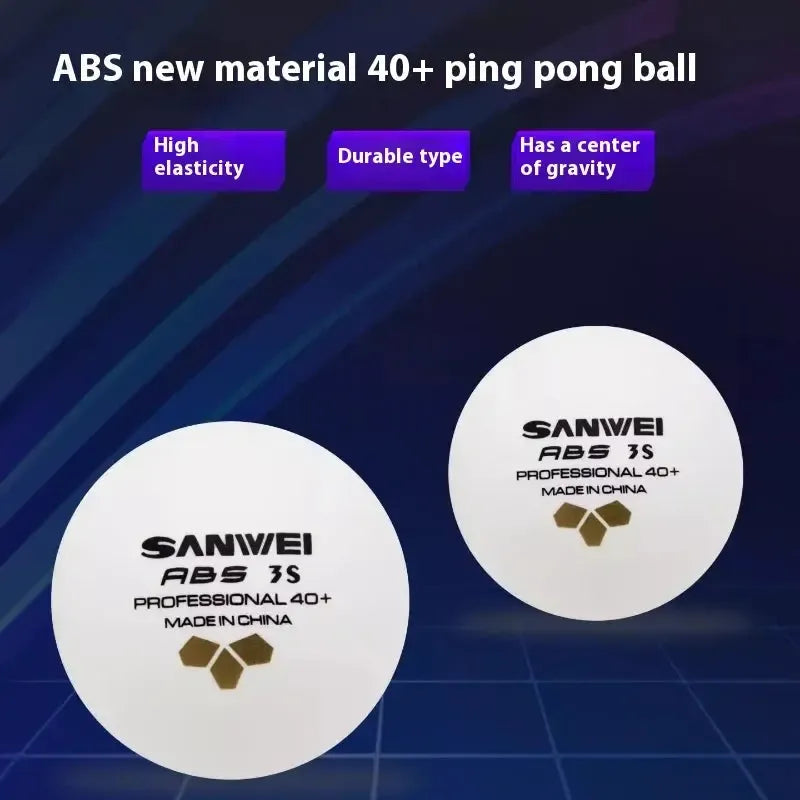 SANWEI 3S 40+ Gold Label ABS Seam Training Table Tennis Balls – 100 Pack