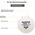 SANWEI 3S 40+ Gold Label ABS Seam Training Table Tennis Balls – 100 Pack