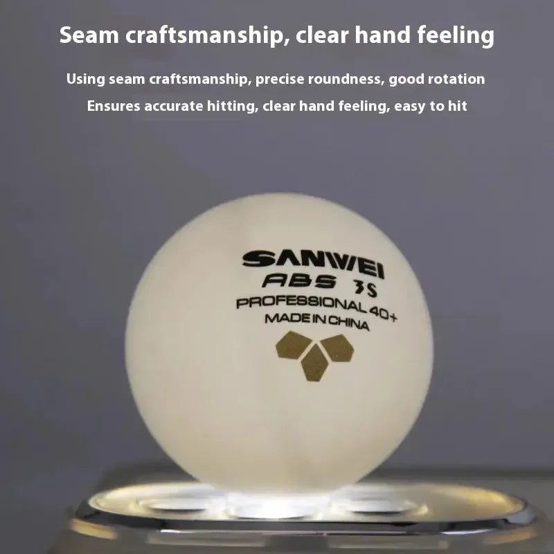 SANWEI 3S 40+ Gold Label ABS Seam Training Table Tennis Balls – 100 Pack