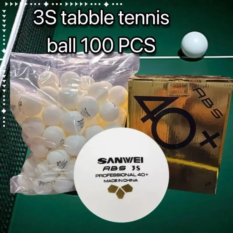 SANWEI 3S 40+ Gold Label ABS Seam Training Table Tennis Balls – 100 Pack