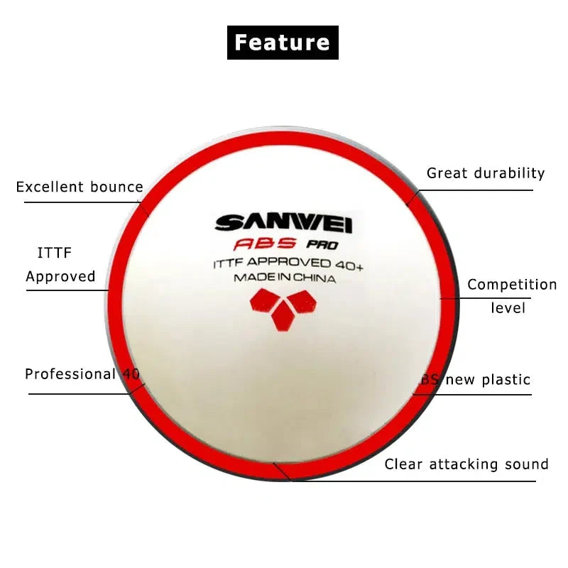 Ballons de tennis de table SANWEI ABS PRO 3 étoiles avec couture
