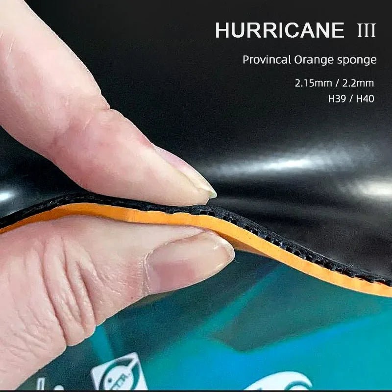 DHS Hurricane 3 NEO Provincal Table Tennis Rubber Professional Tacky Ping Pong Rubber with Blue Orange Sponge