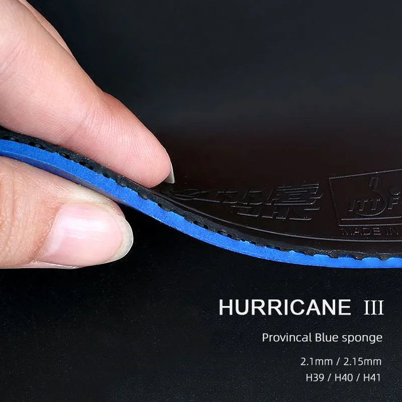 DHS Hurricane 3 NEO Provincal Table Tennis Rubber Professional Tacky Ping Pong Rubber with Blue Orange Sponge