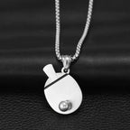 Tischtennis-Schläger-Halskette – (Unisex, Silber)