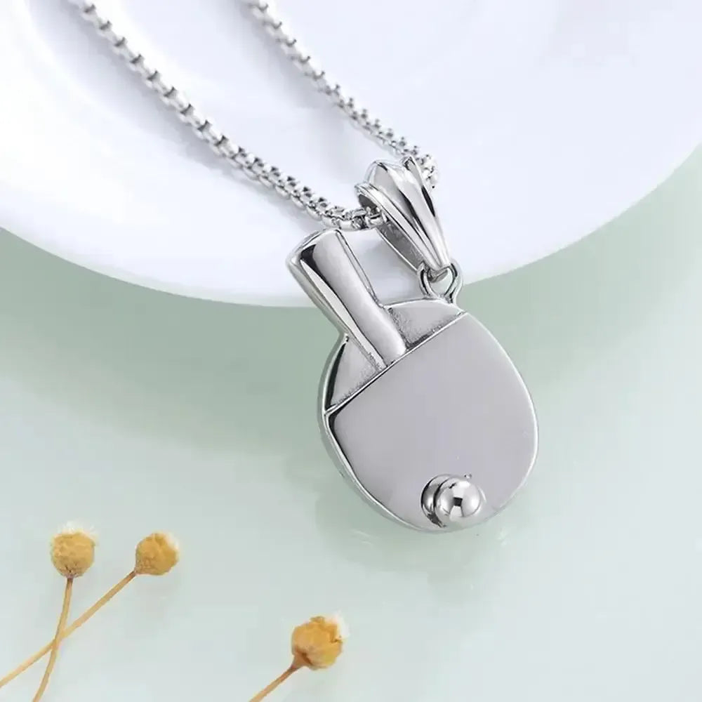 Table Tennis Bat Necklace – (Unisex, Silver)