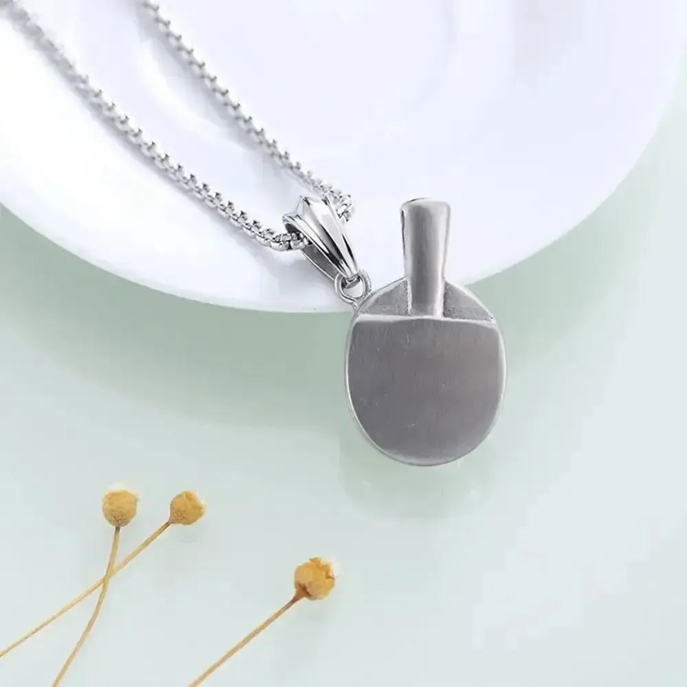 Table Tennis Bat Necklace – (Unisex, Silver)