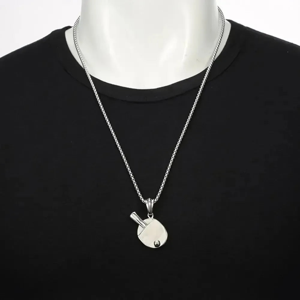 Table Tennis Bat Necklace – (Unisex, Silver)