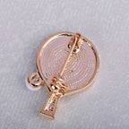 Table Tennis Enamel Gold Brooch