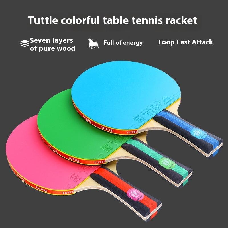 Tuttle 7-lagiger Vollholz-Tischtennisschläger – Pink, Blau oder Grün